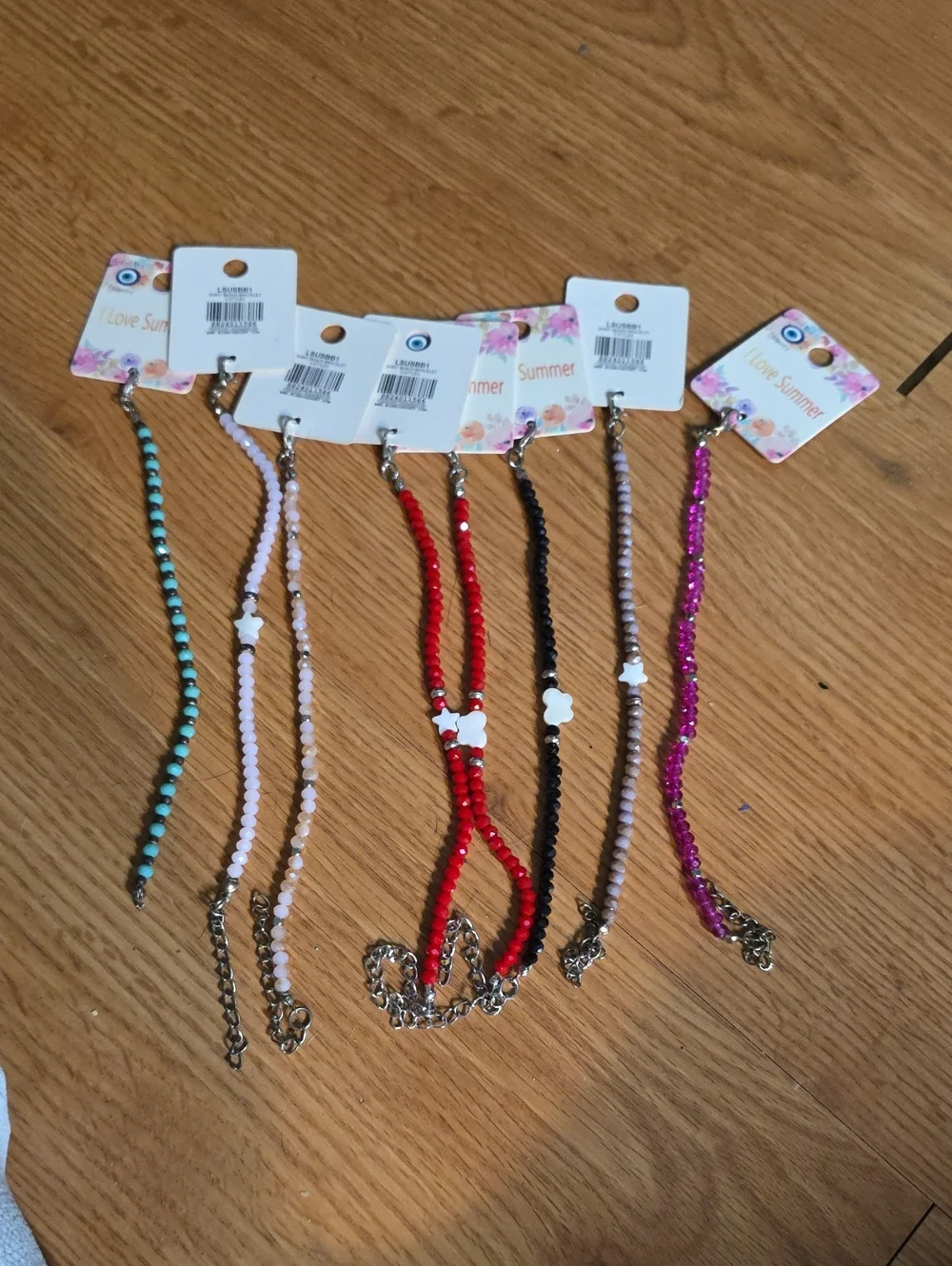 Kids Beaded Necklace Set - Pink, Red, Black, Purple, Turquoise